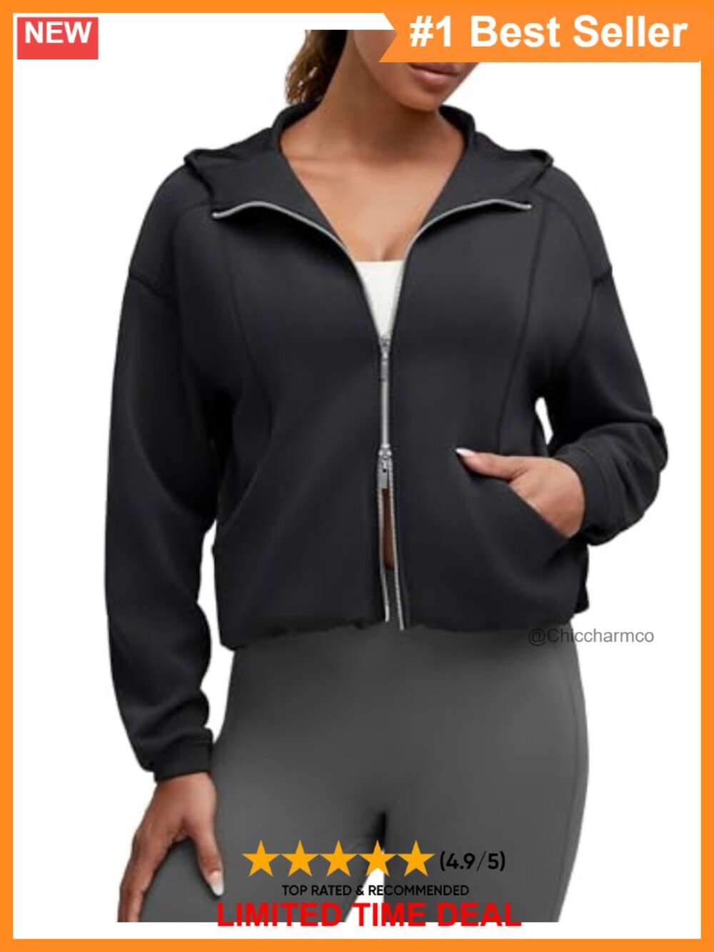 Women's Two Way Full Zip Modal Hoodie Casual Jacket with Pockets